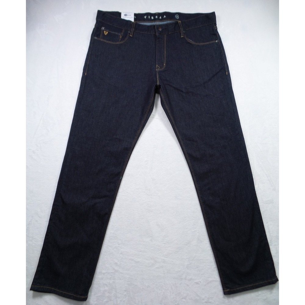 Vissla Jeans Mens‎ Size 36 Blue Denim Border Modern Fit Stretch 16in Leg Opening
